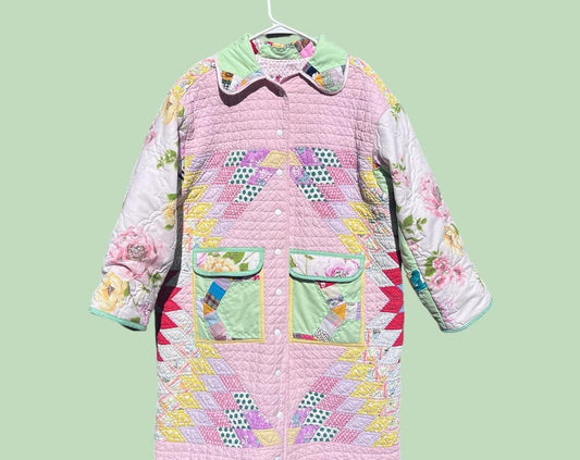 long Quilted pastel coat.